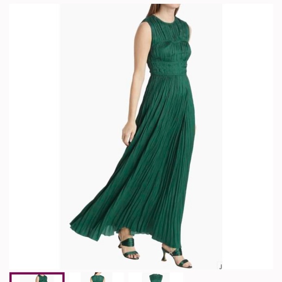 ULLA JOHNSON DELI PLEADED EMERALD GOWN SIZE 2 - Picture 5 of 12